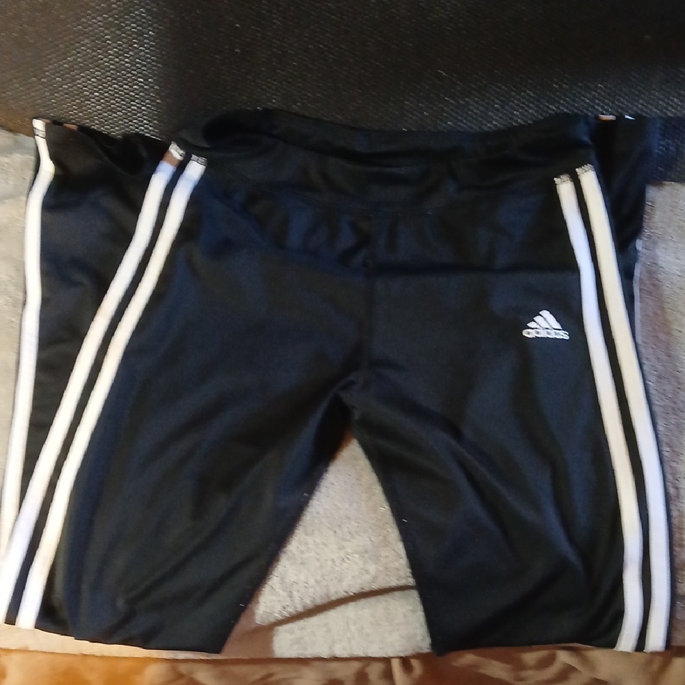 Adidas Kids Black Joggers with White Stripes